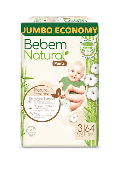 Bebem Natural Pants Size 3 64 Pack - 1712916260390-BEBEM_NATURAL_PANTS_MIDI_58_JUMBO_ENG