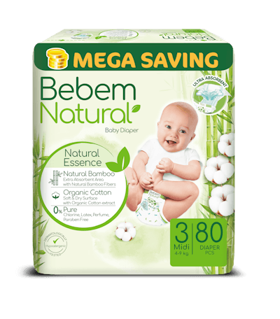 Bebem Natural Nappies Size 3 80 Pack - 1712927032694-BEBEM_NATURAL_MIDI_80_MEGA_ENG