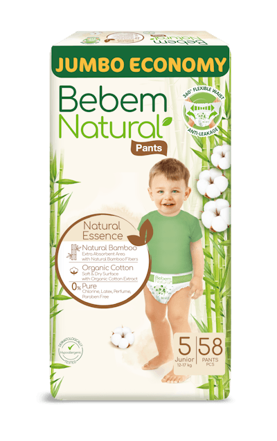 Bebem Natural Pants Size 5 58 Pack - 1712928276763-BEBEM_NATURAL_PANTS_JUNIOR_58_JUMBO_ENG